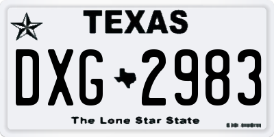 TX license plate DXG2983
