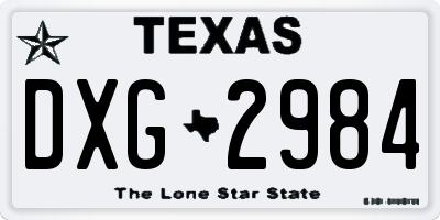 TX license plate DXG2984