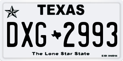 TX license plate DXG2993