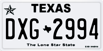 TX license plate DXG2994