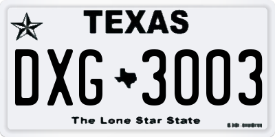 TX license plate DXG3003