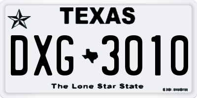 TX license plate DXG3010