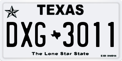 TX license plate DXG3011