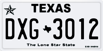 TX license plate DXG3012