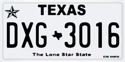 TX license plate DXG3016
