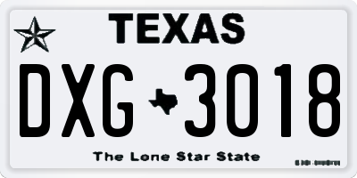 TX license plate DXG3018