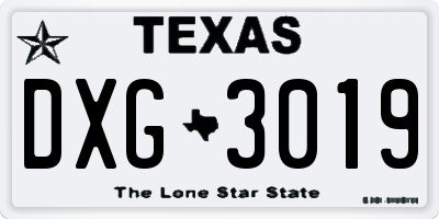 TX license plate DXG3019