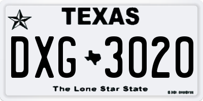 TX license plate DXG3020