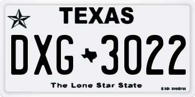 TX license plate DXG3022