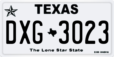TX license plate DXG3023
