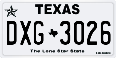 TX license plate DXG3026