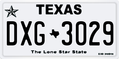 TX license plate DXG3029
