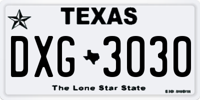 TX license plate DXG3030