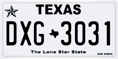 TX license plate DXG3031