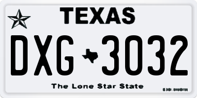 TX license plate DXG3032