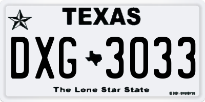 TX license plate DXG3033