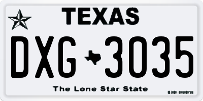 TX license plate DXG3035
