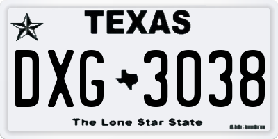 TX license plate DXG3038
