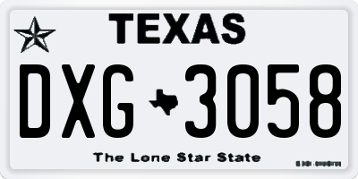 TX license plate DXG3058