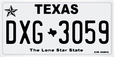 TX license plate DXG3059