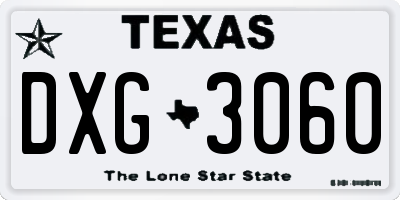 TX license plate DXG3060