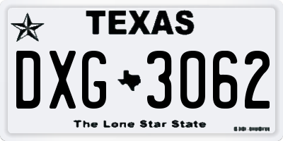 TX license plate DXG3062