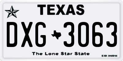 TX license plate DXG3063