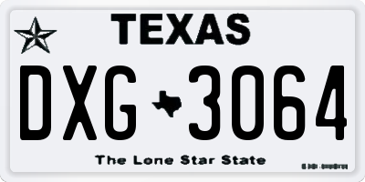 TX license plate DXG3064