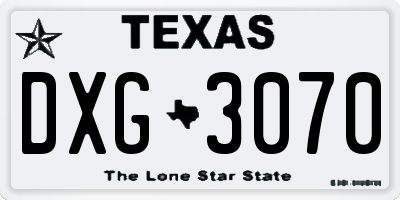 TX license plate DXG3070