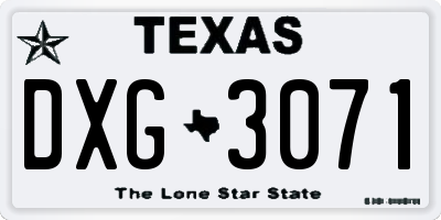 TX license plate DXG3071