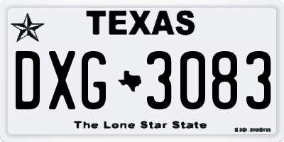TX license plate DXG3083