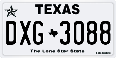 TX license plate DXG3088