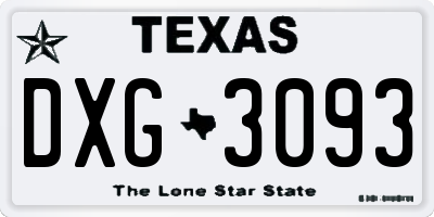 TX license plate DXG3093