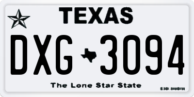 TX license plate DXG3094
