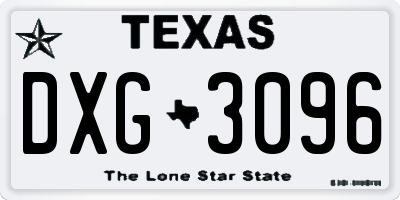 TX license plate DXG3096