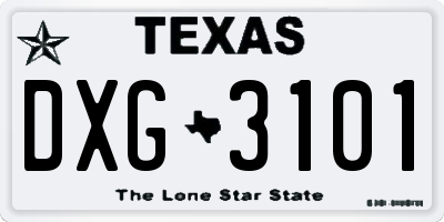 TX license plate DXG3101