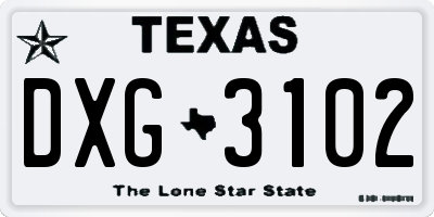 TX license plate DXG3102
