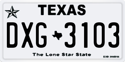 TX license plate DXG3103