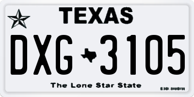 TX license plate DXG3105