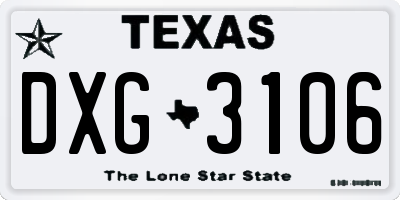 TX license plate DXG3106
