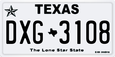 TX license plate DXG3108