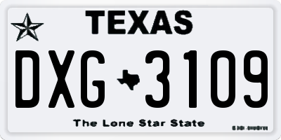 TX license plate DXG3109