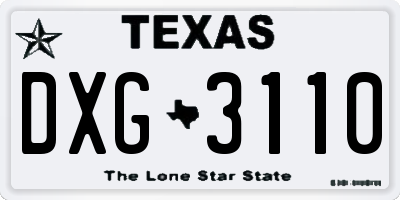 TX license plate DXG3110