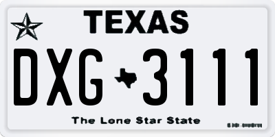 TX license plate DXG3111