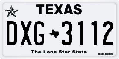 TX license plate DXG3112