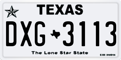 TX license plate DXG3113