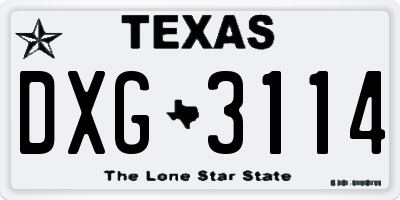 TX license plate DXG3114
