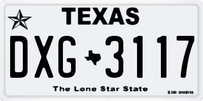 TX license plate DXG3117