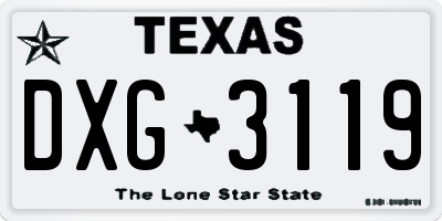 TX license plate DXG3119
