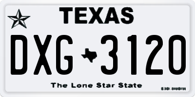 TX license plate DXG3120